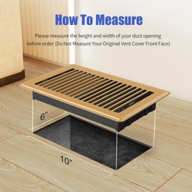 6x10 Floor Register, Heavy Duty Steel Walkable Floor Vents Covers, Adjustable Air Supply Lever Register Vent Cover for Home Floor and Wall, Fits 10x6 and 6x10 Duct Opening, 2 Pack, Brown