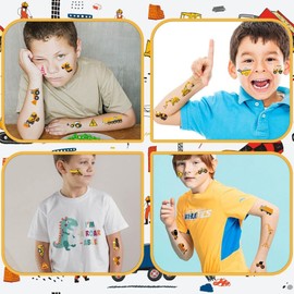 4 Sheets Cartoon Cars Temporary Tattoos Colorful Trucks Vehicles Fake Tattoos Styles Mixed Car Tattoos Cute Cranes Construction Trucks Stickers for Kids Boys Girls Body Art Makeup