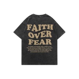 RoseSeek Men's Graphic Letter Print Vintage Tees Baggy Drop Shoulder Crew Neck Short Sleeve Streetwear T Shirts Black Medium Black Medium