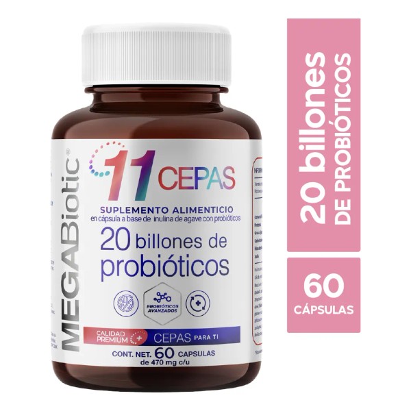 Megabiotic 11 Cepas 20 Billones De Probióticos 60 Cápsulas Sin