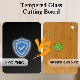 Tempered Glass Cutting Board for Kitchen, 18 x 24 Inch Cutting Board with Non-Slip Feet for Countertop, Dishwasher Safe, Rounded Corner Board, Shatter, Heat & Scratch Resistant-Black