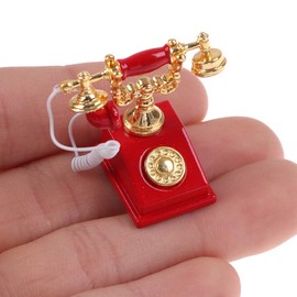 3 Pcs Dollhouse 1/12 Vintage Miniature Phone Model Rotary Telephone Decoration Retro Desk Phone Toy for Dollhouse Furniture Accessories