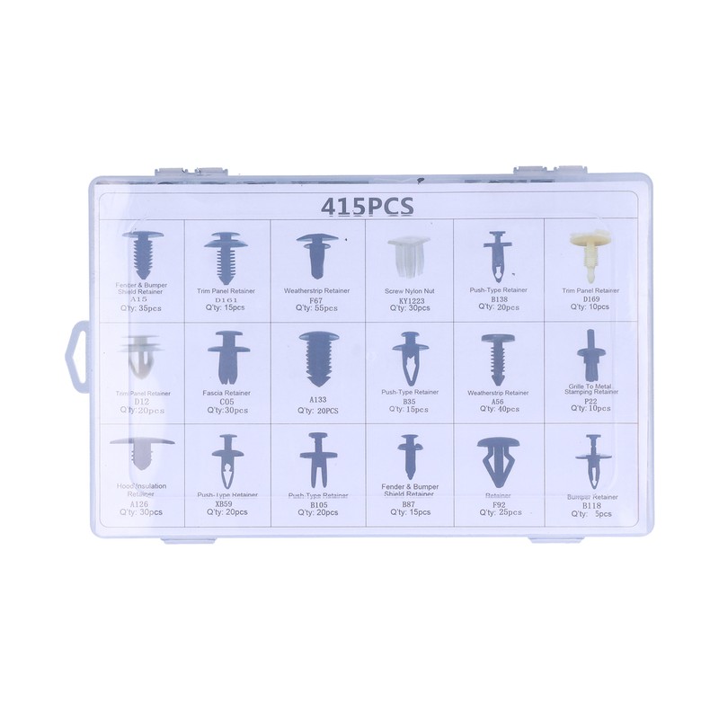 415pcs Car Retainer Clips Auto Plastic Fasteners 18 Kinds Push