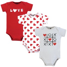 Hudson Baby Infant Girl Cotton Bodysuits, Love Hearts, Preemie