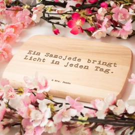 Mr. & Mrs. Panda Breakfast Board Saying Samoyed Light - Gift, Adorable, Chopping Board, Kitchen Board, Furry Friend, Dog