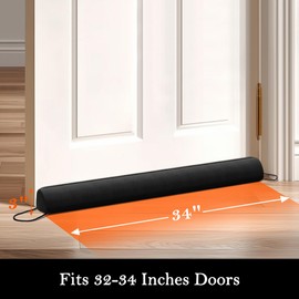Sunolga Door Draft Stopper Blocks Hot and Cold Air with Removable Washable Cover for Bottom of Door, All-Season Seal for Noise, Light, Dust, Door Sweep for Gaps Up to 3", Home Essentials, 34", Black