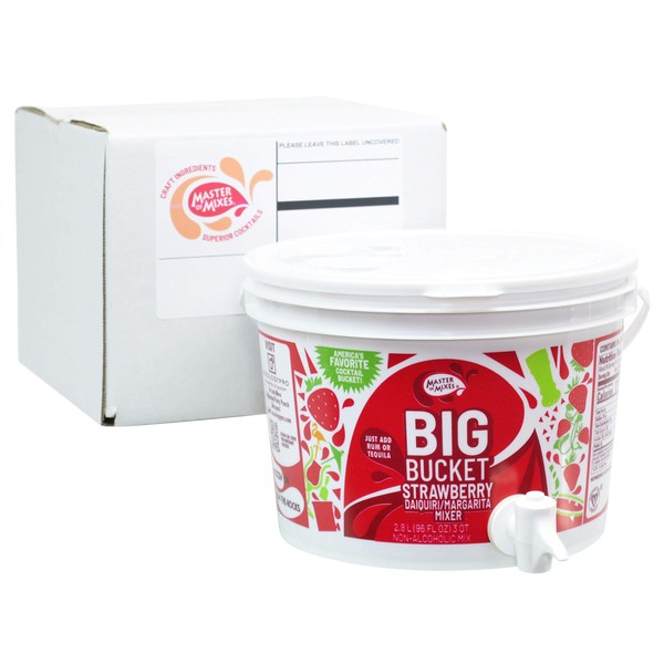 Master of Mixes Strawberry Daiquiri/Margarita Mix, Ready to Use, 96 oz Low-Profile BigBucket, Individually Boxed