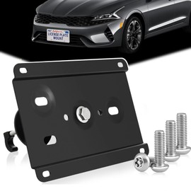 No Drill Tow Hook License Plate Mount Relocator Bracket Kit with Anti-Theft Security Compatible with 2011-up Kia Optima K5, License Plate Bracket Holder Black Car Tag Frame