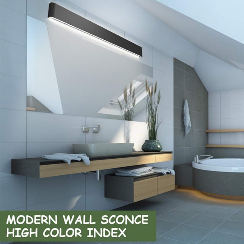 Aipsun 43.3in/40W Modern Black Vanity Light Fixtures LED Bathroom Wall