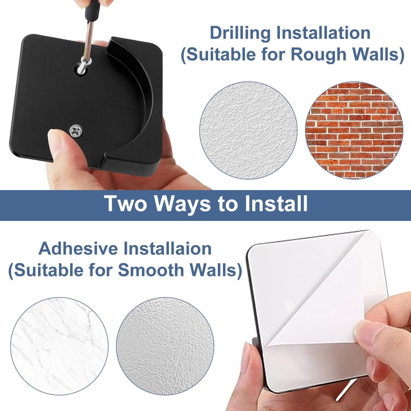 2 Pack Adhesive Shower Rod Holders, Black Transparent Rod Retainer