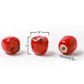 Ceramic Apple Cabinet Knobs, Kitchen Drawer Knobs, Country Decor - 5 Sets (10 Apple Pulls)