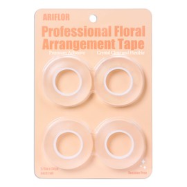 ARIFLOR 4Packs Crystal Clear Floral Tape - 2/5 inches Wide Floral Vase Tape, Flexible and Clear, Waterproof - Floral Tape for Fresh Flower Bouquets and Flower Arrangements Crafts