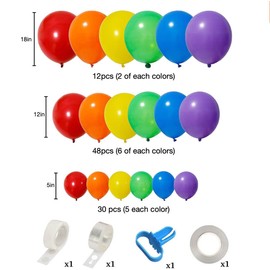 BIENVENUE BABY - Rainbow Balloons Arch Garland Kit 5,12,18 Inch Assorted - Natural latex Balloons for Baby Shower Decoration, Birthday Party. (Rainbow)