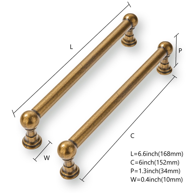 CABDM 2 Pack 6 Inch Solid Kitchen Cabinet Handles Antique
