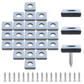 Suiwotin 24pcs 1" (25mm) Screw on Furniture Sliders, Teflon Chair Leg Slides, Square Furniture Glides with Screws for Hardwood Floors Protectors (Gray/Black)
