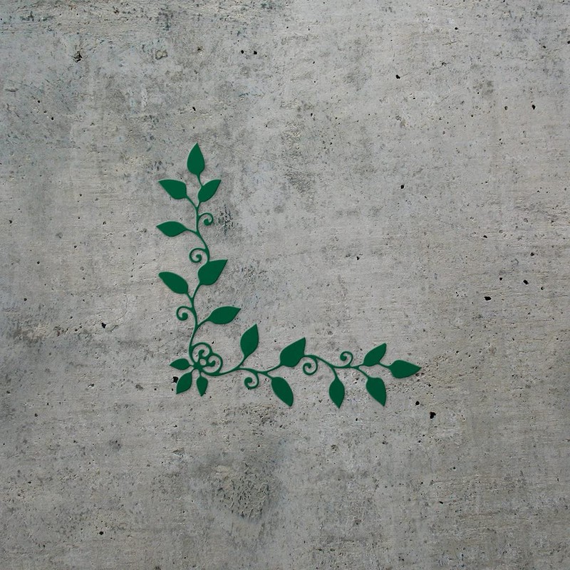 Decal Stickers of Corner Leaf Vine Flourish Silhouette (Green) (Set