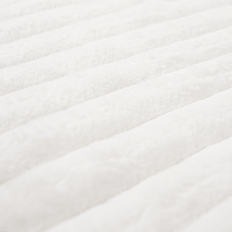 OHS White Blanket Throw Faux Fur Rib, Winter Blanket for