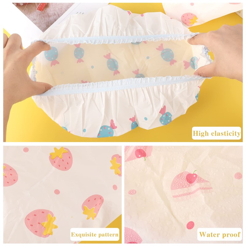 Waterproof Shower Caps, 3 Pcs Plastic Reusable Shower Caps Elastic