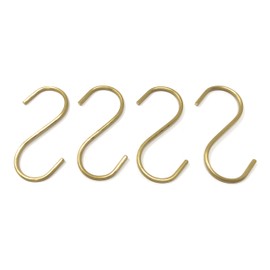 Br BRILLANTE Brass S Hooks Made from Heavy Duty Solid Brass for Hanging Kitchen Pots & Pans, Bird Feeders, Plants