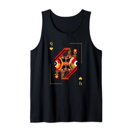 Black Queen of Hearts Brown Woman Cards Deck Boss Afro Royal Tank Top