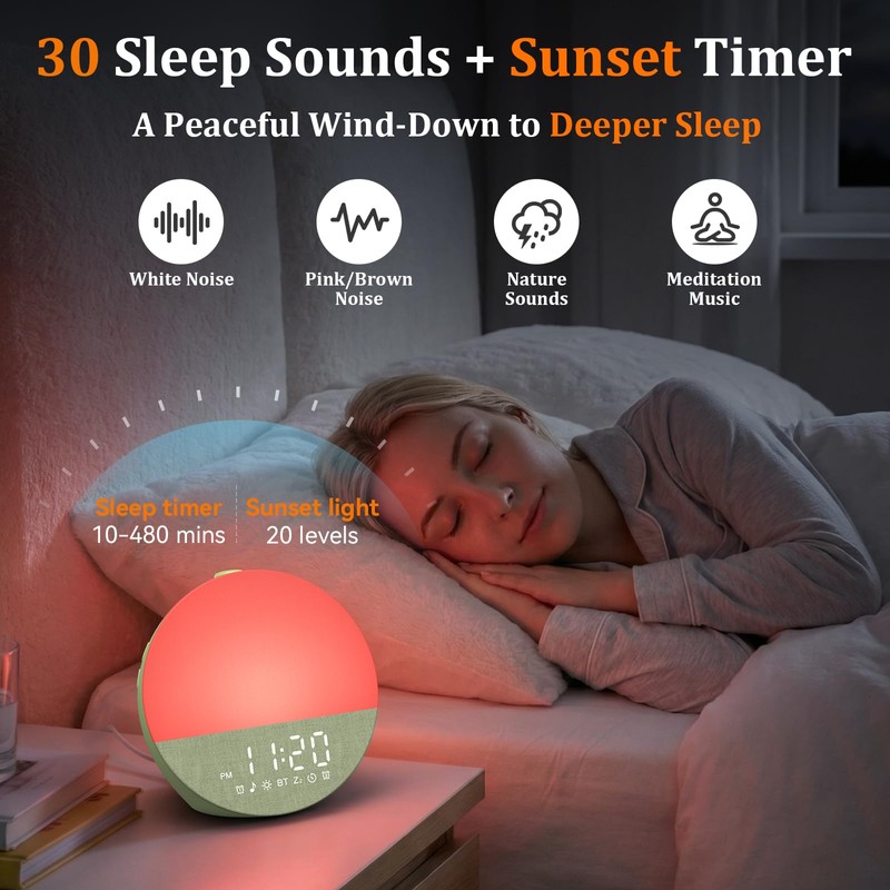 Sunrise Alarm Clock with Noise Machine: Natural Wake Up for
