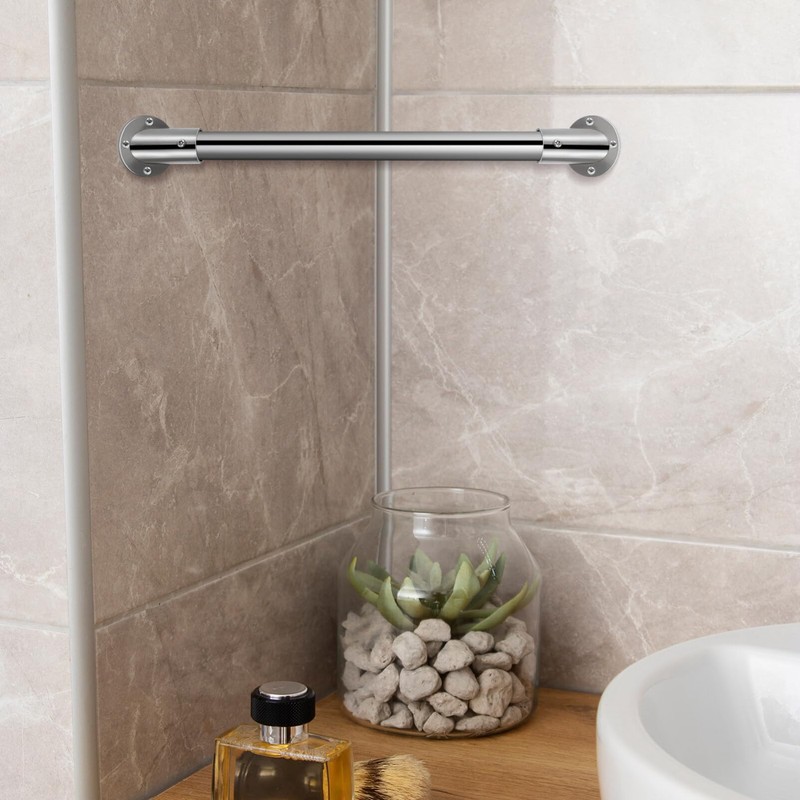 Uonlytech 2Pcs Adjustable Socket Bracket Support Holder Stainless Closet Rod