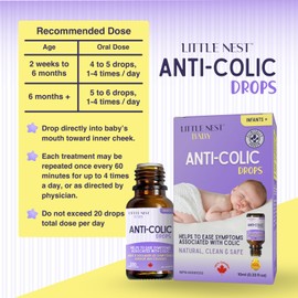 Little Nest: Anti-Colic Drops | 100% Natural Clean & Safe (72 doses) of Infant Colic Relief For Newborns and Babies