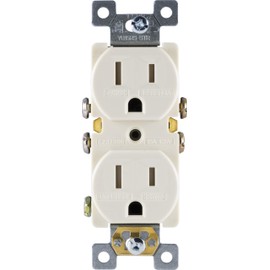 GE Grounding Duplex Outlet, In Wall Receptacle, Tamper Resistant Outlets, 3 Prong Electrical Socket, Easy Install, 15 Amp, UL Listed, Light Almond, 17815