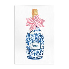 Stupell Industries Pink & Blue Flirty Champagne Wall Plaque Art design by Mercedes Lopez Charro, 15 x 10