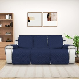 PureFit Water Resistant Reversible Sofa Covers for Reclining Sofa 3 Seat - Non Slip Split Recliner Couch Cover for 3 Cushion Couch, Washable Furniture Protector for Kids, Dogs (3 Seat, Navy/Ivory)