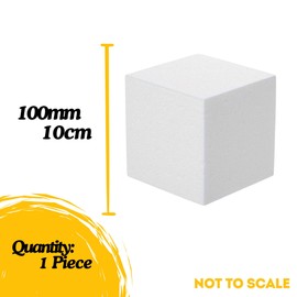Polystyrene Solid Foam Cubes 100mm (10cm) - Pack of 1 - For Crafts, Sculpting, Floral Arrangements & Centerpieces Floral Foam Blocks For Artificial Flowers Foam Sheets for Weddings, Christmas & Easter