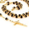 LIFETIME JEWELRY Gold Rosary Crucifix Necklace with Black Crystal Prayer