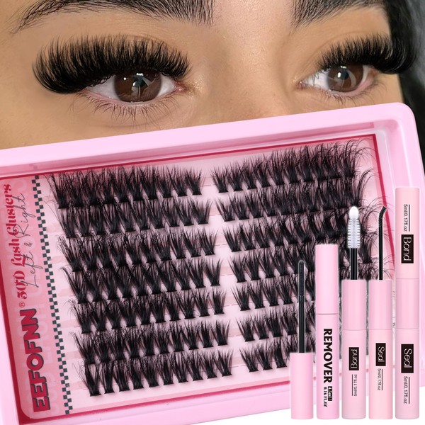 Eefofnn Fluffy Lash Clusters Kit DIY Lash Extension Kit Wispy