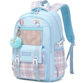 AO ALI VICTORY Laptop Backpacks 15.6 Inch Cute Kids School Bag College Backpack Large Bookbags for Women Teens Girls Student- Blue