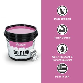 Ecotex® DC Pink Screen Printing Emulsion (Quart - 32oz.) Diazo Required Photo Emulsion for Silk Screens and Fabric- for Screen Printing Plastisol Ink and Water Based Ink, Screen Printing Supplies