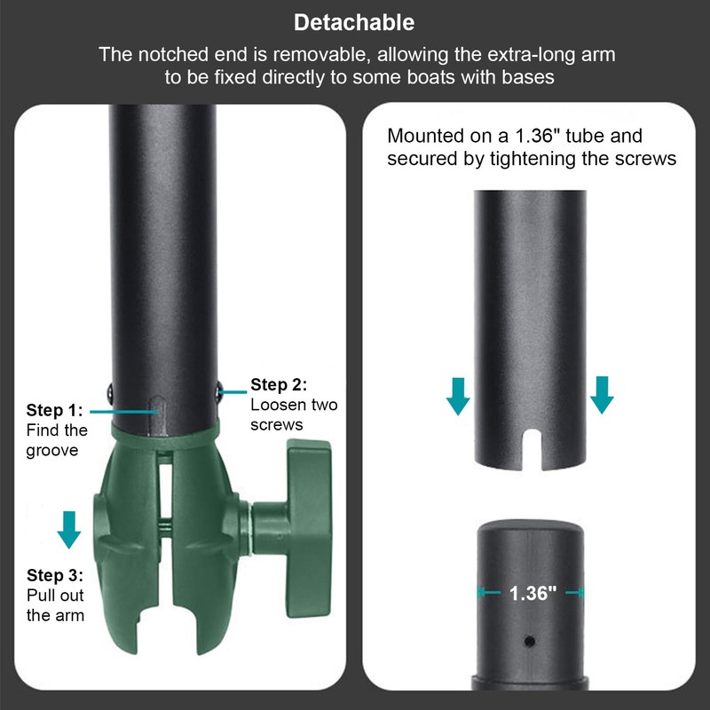 WINDFRD Aluminum Extension(18.3"/46.5cm) Double Socket Arm for 1.5 Inches /