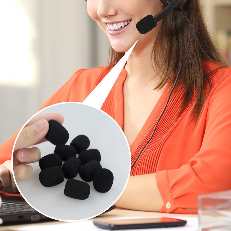 10 Packs Headset Microphone Foam Cover, Foam Microphone Windscreen Microphone