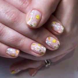 Press on Nails Easter Fake Nails with Flower Chick Carrot Easter Egg Designs Acrylic Nails Stick on Nails Full Cover Cute Glossy Party Glue on Nails for Women Girls Easter Manicure Kit
