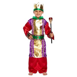 HENBRANDT Children’s Christmas King Costume Three Kings Wise Man Xmas Fancy Dress Outfit Nativity Play Pantomime Christmas Fancy Dress for Boys (Age 4-6)