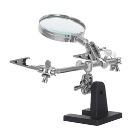 Hohopeti Heavy Duty Helping Hands Magnifier Clamp for Soldering Adjustable Third Hand Soldering Station with High Magnification for Precision Work Electronics