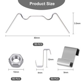 Apragaz Greenhouse Repair Kit - 50 Stainless Steel Clips, 50 Z Overlap Clips, 50 Aluminium Nuts & Bolts - Silver - M6 x 12mm - Glass Greenhouses
