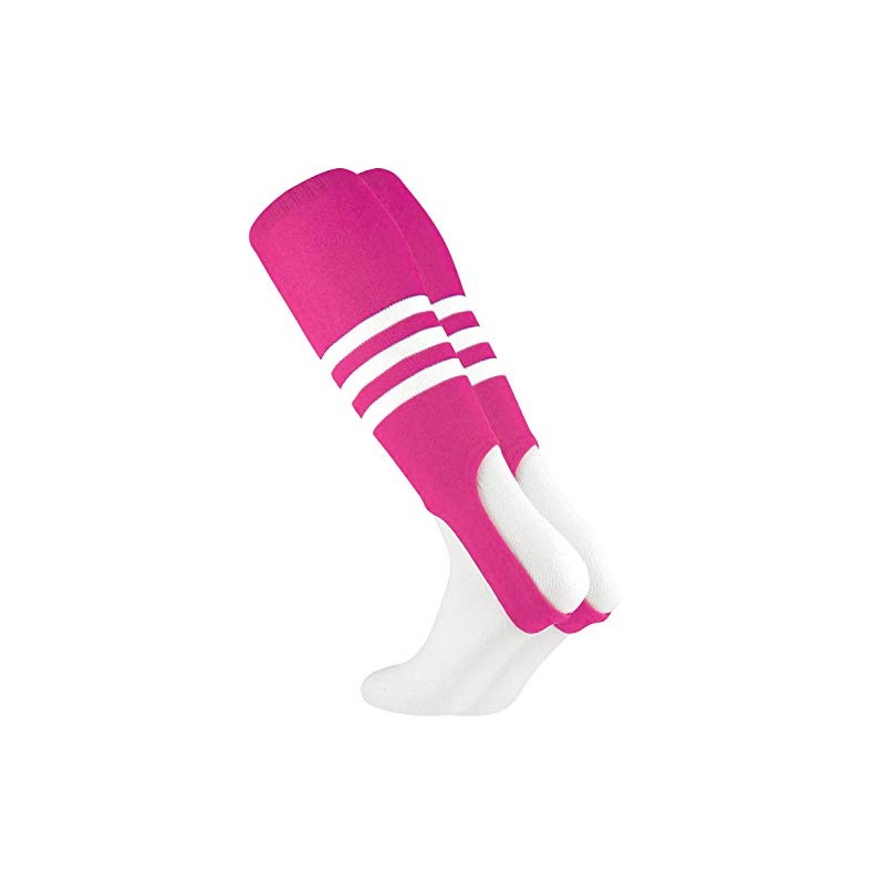 TCK Striped Baseball Stirrups Pattern B (Hot Pink/White, Medium)