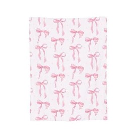 Pink Bow Fuzzy Blanket Cute Bowknot Throw Blanket Bowtie Cozy Flannel Blanket for Home Bed Sofa, 50 x 60 Inch