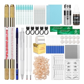 ATOMUS Microblading Kit Golden Complete Semi Permanent Pen kit Tool for Professional 2pcs Tattoo Eyebrow Manual Pen 18U 3RL Eyebrow Microblades Tattoo Supplies
