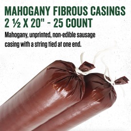 LEM LEM Products Mahogany Fibrous Casings, 2 ? Inches x 20 Inches, Non-Edible Sausage Casings, Stuffs Approximately 3 Pounds Per Casing, Great for Summer Sausage, Pepperoni, and Salami, 25 Count Pack
