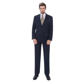 P&L Men's Suits 2 Piece Classic Fit - Polyester Single Breasted 2 Buttons Blazer & Trousers Navy