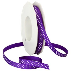 Morex Ribbon Swiss Dot Polyester Grosgrain Ribbon, 3/8-Inch by 20-Yard Spool, Purple