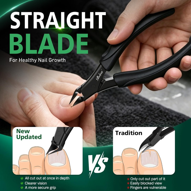 BALUCA Straight Edge Toenail Clippers for Thick Nails & Ingrown