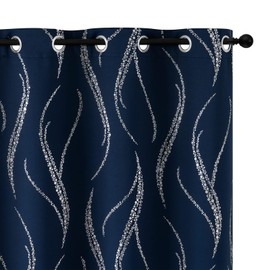 Yakamok - Cortinas opacas de 90 pulgadas de largo, con aislamiento térmico, línea de puntos plateados, patrón de ojales para oscurecer el recámara, 52 pulgadas de ancho x 90 pulgadas de largo, 2