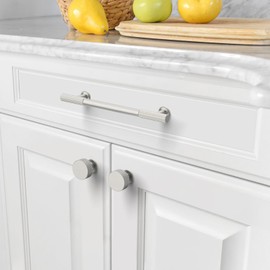 Amerdeco 10 Pack Brushed Satin Nickel Kitchen Cabinet Knobs Dresser Knobs Drawer Knobs Cabinet Hardware Zinc Knobs for Dresser Drawers AM020